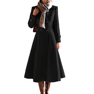 Manteau d'hiver long pour femme, élégant, en polyester épais, à double boutonnage, motif peau de serpent, coupe ajustée, longueur intégrale, chaud et tendance - Product Image 1