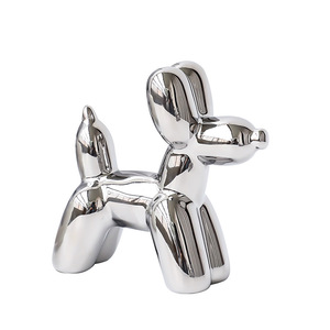 Commercio all'ingrosso moderno nordico ceramica argento palloncino ornamenti per cani decorazione animale ufficio Desktop decorazione della casa accessori artigianato