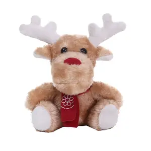 棕色坐姿圣诞鹿玩具毛绒鹿玩具毛绒动物玩具