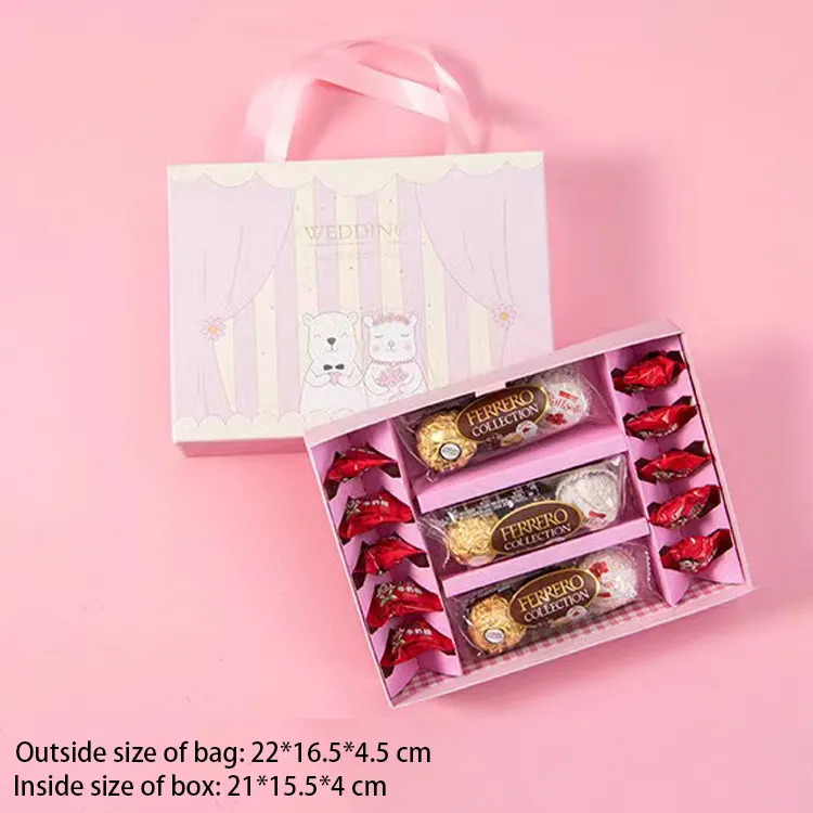 재고 선물 초콜릿 포장 종이 상자 결혼식 선호 리본 디자인과 멋진 초콜릿 선물 상자