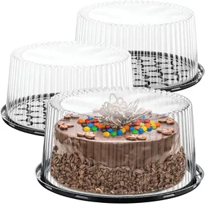4 6 8 9 10 inç yüksek şeffaf geri dönüşümlü PET kek tutucu ekran konteynerler kubbe kapaklı plastik pasta kutusu
