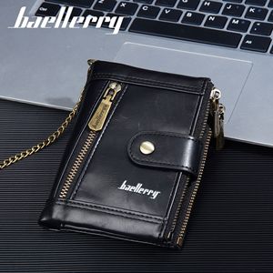 Portefeuille pour homme Baellerry en cuir noir, multi-cartes, avec fermeture éclair, chaîne et fermoir à pression, pour un usage quotidien - Product Image 3