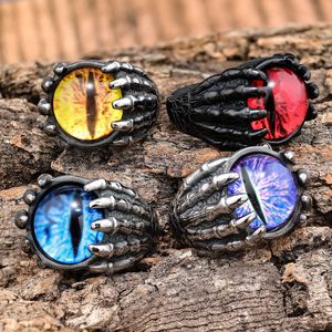 Gothic Eagle Claw <b>Ring</b> <b>for</b> <b>Men</b> | <b>Black</b> Stainless Steel with Red Evil Eye Gem | Dark Fantasy Statement Claw Design Jewelry - Product Image 1