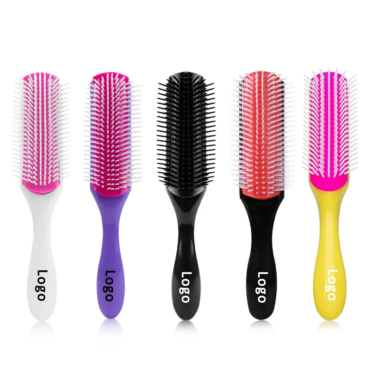 Abeis Customize Nylon Bristle Salon Curl Hair Massage Brush 9 Nine Rows Detangle Detangling Hair Brush