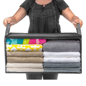 Organisateur de vêtements rectangulaire gris grande capacité avec fenêtre pour chambre à coucher, type autoportant - Product Image 3