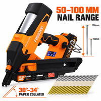 Cloueur sans fil 20V sans balais à 34 degrés pour charpente, 50-100mm, avec contrôle intelligent par application, pour bois
