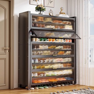 Meuble à chaussures moderne en métal, grande capacité, multi-niveaux, anti-poussière, pour entrée intérieure, armoire de rangement autoportante, mobilier domestique - Product Image 3