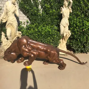 장식용 맞춤형 크기 야외 야생 동물 청동 금속 표범 조각