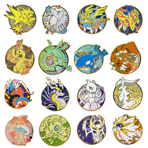 Chx Pokemoned Badges en métal émaillé de haute qualité de 5-6 cm, Pokémon Koraidon Miraidon Groudon, pour la décoration de sacs à dos et de vêtements - Product Image 1