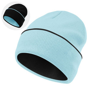 Fashion Warm Winter Soft Acrylic <b>Knitted</b> <b>Beanie</b> Hat Custom Logo Reversible <b>Beanies</b> Manufacturer - Product Image 3