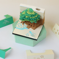 Bloc-notes 3D personnalisé, bloc-notes 3D, arbre de cerisier en fleurs, sakura, papier d'art 3D, calendrier