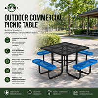 Mobilier d'extérieur en métal commercial carré table de pique-nique en acier avec chaises