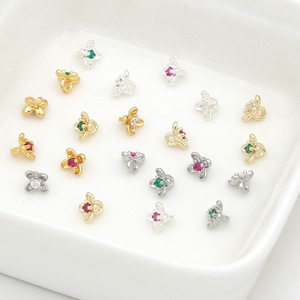 <b>Flower</b> Shape Zircon Pendant DIY Jewelry Accessories 18K Gold Silver Color For <b>Bracelet</b> Necklace Beaded D179 - Product Image 1