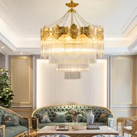Современная роскошная интерьерная Люстра для гостиной, столовой, французская латунная стеклянная балка, светодиодная люстра