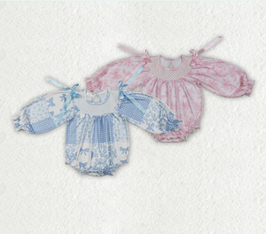 Conjunto de Ropa para Bebés Niñas con Estampado a Cuadros, Mangas Cortas, Lazos Coloridos, Flores y Volantes - Product Image 1