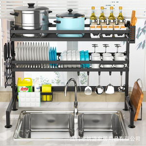 Égouttoir de cuisine Nana taille L, multifonctionnel avec plateau, support de rangement suspendu pour comptoir, séchoir à vaisselle - Product Image 3