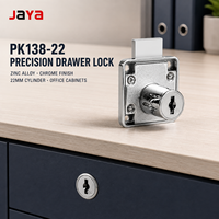 Serrure de tiroir de précision en alliage de zinc JAYA PK138-22 D19xL22mm chromée pour meuble de bureau