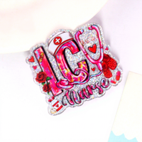 Accessoires de bijoux en acrylique à dos plat, motifs infirmière, lettre de dessin animé, médical, mignon, pailleté, pour patchs DIY et composants de bijoux