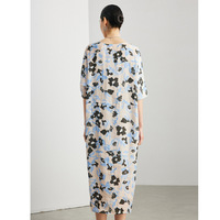 Robe longue élégante 100 % ramie pour femme, imprimé vintage, manches chauve-souris, col en V, taille haute, coupe ample, antistatique, 2026