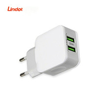 Pengisi Daya Dinding USB Ganda 10W 5V 2.1A Putih Bersertifikat CE untuk Ponsel