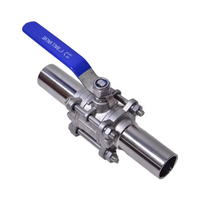Vanne à boisseau sphérique manuelle à pince en acier inoxydable, jointée PTFE, pour eau basse pression et température normale, DN10-DN100, débit 0-100L/min, ODM