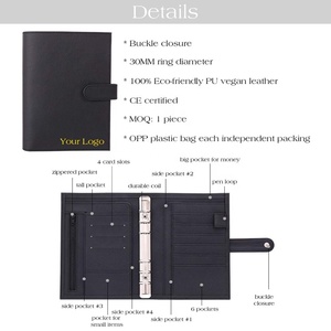 Hongbo Meilleure vente 5 couleurs <span class=keywords><strong>Litchi</strong></span> cuir 30MM 6 anneaux A6 Budget Cash Binder portefeuille avec espèces farce enveloppes disponibles - Product Image 5