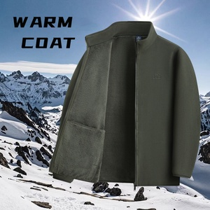 Otoño Invierno nueva chaqueta de lana Vintage para hombre con cuello levantado y cierre de cremallera ropa gruesa ecológica para papá abuelo - Product Image 3