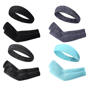 Ice Silk Arm Sleeves And Headband Set Solid Color Unisex Outdoor Cycling Sun Protection Sweat Proof Sports Wear - Product Image 2