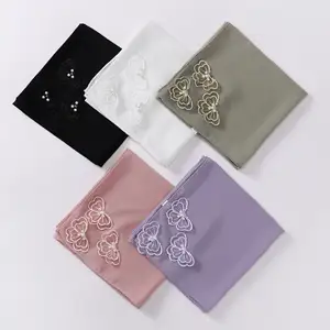 Syal sifon mutiara empat sudut kupu-kupu manik-manik Muslim kasa manis hijab baru modis desain baru penjualan tinggi