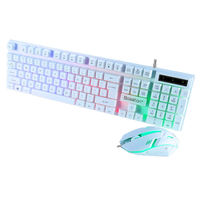 Modèle à succès : Clavier filaire à LED éclairé blanc 104 touches + Combo souris 3D à double usage pour le jeu et le bureau