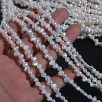 Perles d'eau douce naturelles blanches AA, sans noyau, lustrées double face, baroques irrégulières, de forme assortie, 4-5mm, Sanqi, à l'éclat lumineux