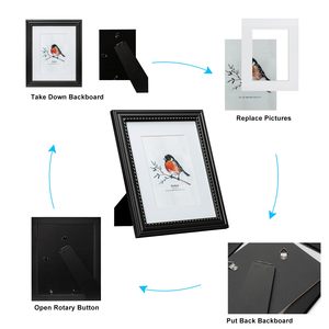 Custom 8x10 Wood <strong>Picture</strong> <strong>Frame</strong> Vintage Beaded Inner <strong>Border</strong> Vertical and Horizontal for Tabletop or Wall Hanging - Product Image 6