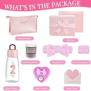 <b>Pink</b> <b>Gift</b> Box Basket Unique Headband and Wrist Washband Set Best Friend Birthday Wedding <b>Gifts</b> - Product Image 2