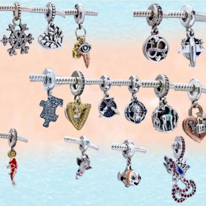 Pendentif Cœur en Argent 925 avec Zircon, Motif Poisson-Pie, Glace et Animal, Tendance Luxe Léger, Bijou DIY pour Femme, Idéal Cadeau - Product Image 1