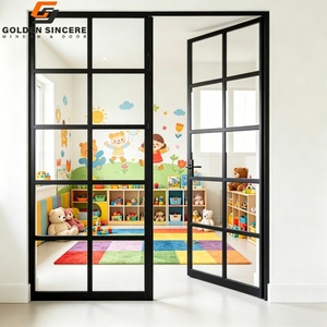 GS Safe Interior Glass Door for Children's Room Aluminum <b>Frame</b> French Grid Door with Tempered Safety Glass - Product Image 2