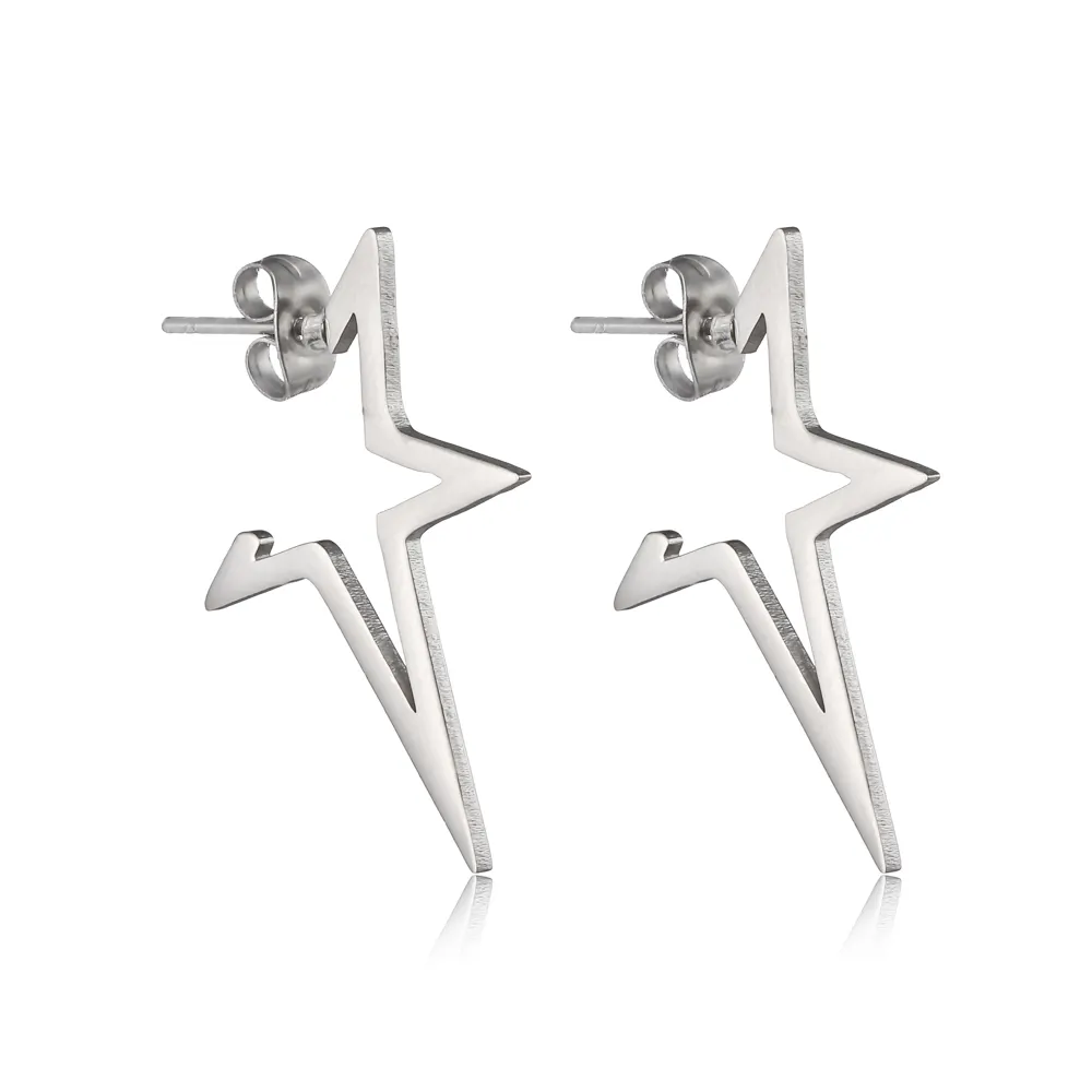 New Punk Rock Design Geometric Irregular Five pointed Star No Fade Stainless Steel Studs Earrings for Male Party Gifts