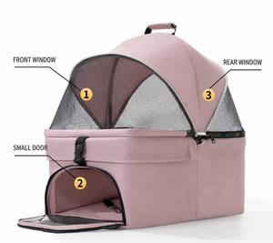 Poussette pour animaux de compagnie pour chiens et chats de petite/moyenne taille, poussette 3 en 1 pour chiens, panier de transport amovible, panier de rangement en maille respirante, porte-gobelet - Product Image 3