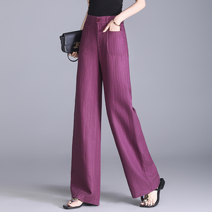 Nouveautés 2026 – Pantalons amples à jambes larges pour <span class=keywords><strong>femme</strong></span>, en <span class=keywords><strong>lin</strong></span> multicolore, haute qualité, pour l'été – Fournisseurs de vêtements d'été - Product Image 3