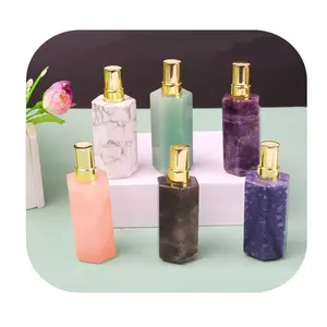 Wholesale crystal perfume bottles High quality natural crystal Jade gem spray bottle DIY portable for articles of daily