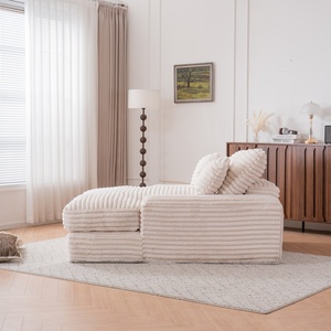 Chaise longue surdimensionnée rembourrée, convertible <span class=keywords><strong>en</strong></span> canapé-<span class=keywords><strong>lit</strong></span>, avec coussins décoratifs et accoudoirs, <span class=keywords><strong>en</strong></span> tissu velours côtelé pour salon - Product Image 5