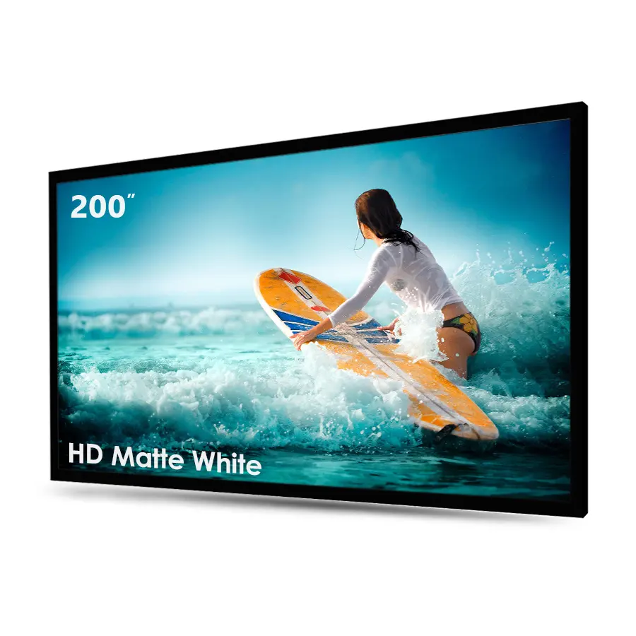 High Quality 200 Inch 16:9 Fixed Frame Projector Screens Wide border 9cm PVC White Soft Wall Projection Screen