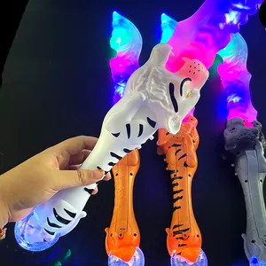 批发新款发光二极管剑多色发光万圣节玩具漂亮恐龙剑闪光功能塑料儿童派对