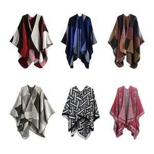 2022 Super Low Discount Fall Winter Shawl Wrap Fashion Oversized Blanket Cover Up Women Poncho Towel Cape