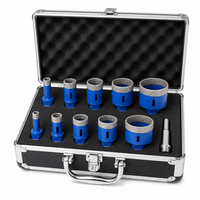 Kit de forets diamantés brasés sous vide M14, adapté au marbre, au granit, aux carreaux de céramique et au kit de scies cloches pour maçonnerie sèche en céramique, bleu
