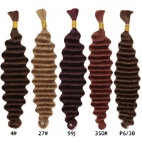 4 #   Cheveux humains en vrac pour le tressage, couleur double trame, vague profonde, cheveux humains en vrac sans trame pour les tresses sans nœuds bohèmes