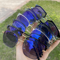 Monture de lunettes optiques photochromiques en titane pour femme, forme ronde carrée, métal noir et or, verres photogray anti-reflet, collection 2023