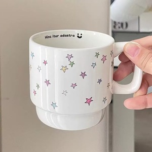 Tasses à café créatives et colorées en céramique empilables personnalisables avec logo - Product Image 3