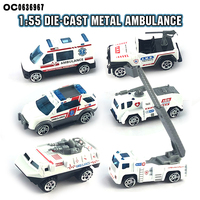 Coche de piñón libre de Metal para niños pequeños, 1:55, a presión, juego de juguetes de emergencia
