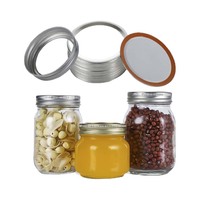 Tapas de hojalata plateadas regulares a granel de 70 mm y 86 mm, antiderrame, para latas de boca ancha Mason con tapa de rosca para almacenamiento de alimentos y bebidas