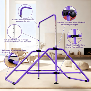 Équipement de gymnastique pliable, réglable et facile à assembler pour enfants, adapté à l'entraînement en intérieur et en extérieur, barre de gymnastique - Product Image 6